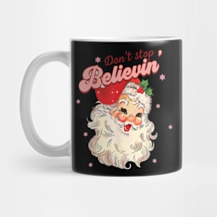 Don't Stop Believing Santa Christmas Vintage Retro Costume Mug